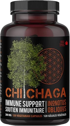 CHI CHAGA - Chaga Mushroom Capsules – 120 Cápsulas Vegetarianas para Apoio à Saúde Imunológica
