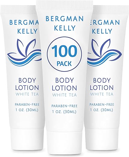 Loção de Viagem (30 ml, 100 un, Chá Branco), Surpreenda seus Hóspedes com uma Loção Corporal Revitalizante e Refrescante, Miniatura de Qualidade para Hotéis de Hóspedes - BERGMAN KELLY