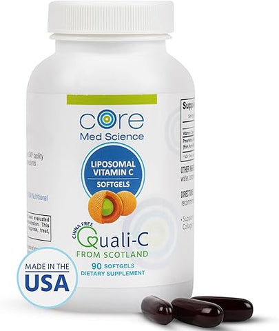 Vitamina C Lipossomal 1000mg Core Med Science, 90 Softgels – Suplemento Natural de Vitamina C Lipossomal Não-OGM que Promove uma Pele Saudável – Reforço do Sistema Imunológico para Adultos