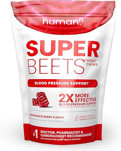 SuperBeets Heart Chews – Suporte à Produção de Óxido Nítrico e Pressão Arterial – Extrato de Semente de Uva - humanN