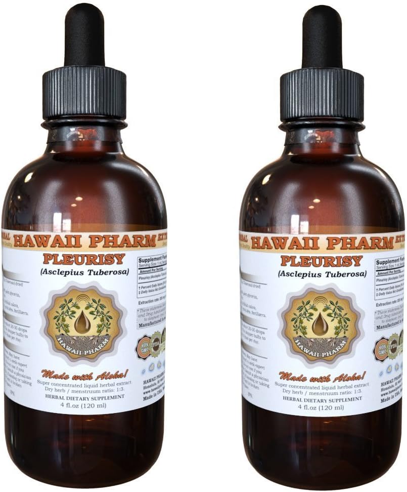 Hawaii Pharm - HawaiiPharm Extrato Líquido de Raiz de Pleurisia, Tintura de Raiz de Pleurisia (Asclepius tuberosa), Suplemento Herbal, Fabricado nos EUA, 2×120 ml