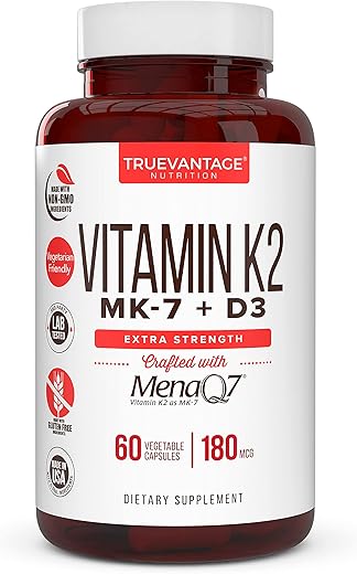 Truevantage Nutrition - Vitamina K2 D3 5000 UI e Vitamina K2 MK7 180 mcg para ossos saudáveis e coração saudável