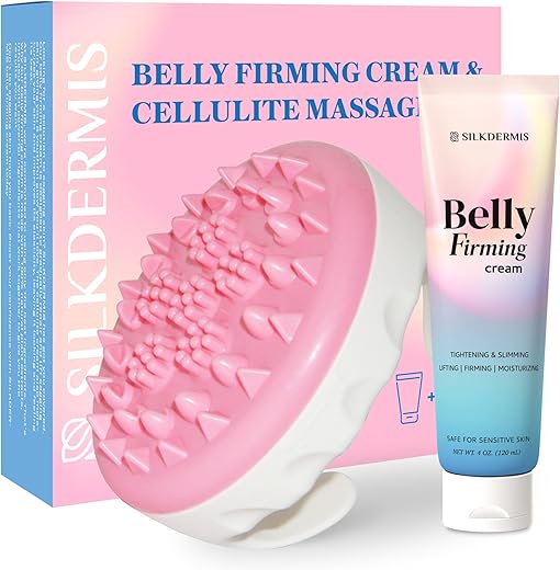 SILKDERMIS - Creme Firmador para Barriga com Massageador Anti-Celulite: Creme para Reafirmar a Pele e Remover Celulite no Estômago