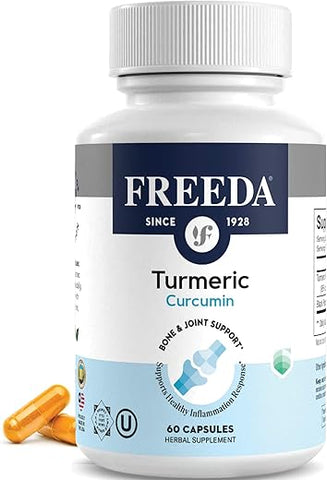 FREEDA - Freeda Curcuma Cúrcuma com Pimenta Preta – Vegano Kosher Sem Glúten – Cápsulas de Curcuma para Suporte à Inflamação – 60 Cápsulas Vegetais