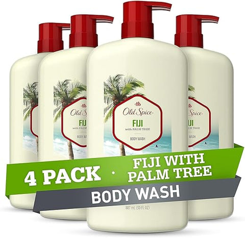 Fresher Body Wash for Men, Fiji com Fragrância de Palmeira, 900 ml (Pacote com 4 unidades) - Old Spice