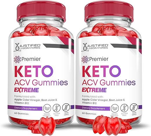 Justified Laboratories - (2 Pacotes) Premier Keto Gummies Extreme 2000MG ACV Premier Keto Gummies Vinagre de Maçã Formulado com Suco de Romã e Beterraba em Pó B12 Vegano Não GMO 120 Gomas