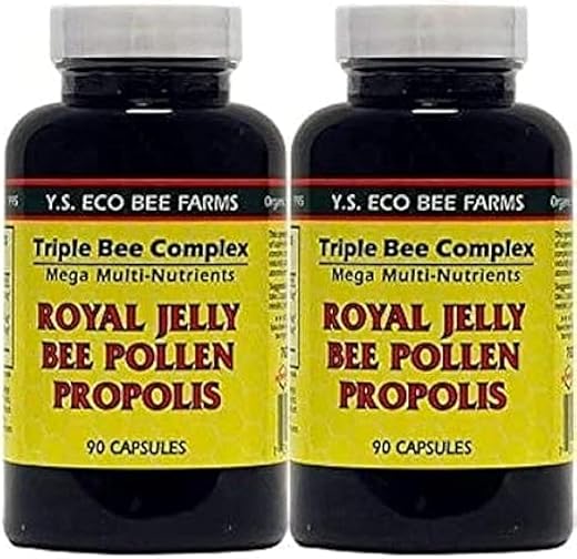 Ys Organic Bee Farms - YS Organics Complexo Triplo de Abelhas – Geléia Real, Pólen de Abelha, Própolis – 90 Cápsulas – 2 Pacotes