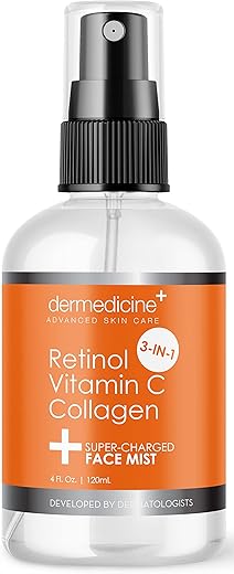 Dermedicine - Mist Facial Anti-Envelhecimento 3 em 1 Super Potente com Retinol, Vitamina C e Colágeno | Hidrata e Refresca : [nome da marca]