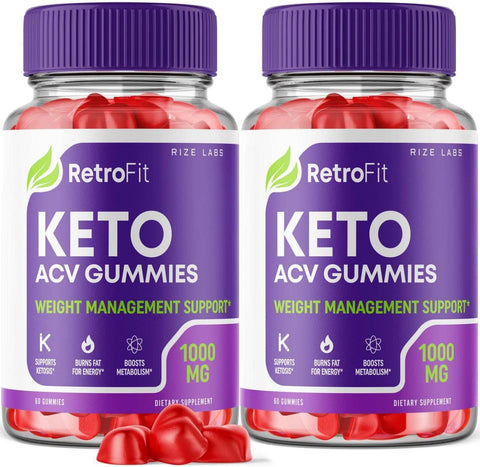 rize labs - (2 Pacotes) Gomas RetroFit Keto – Retro Fit Keto ACV Gummies Avançado para Perda de Peso com Vinagre de Maçã – Força Extra para Queimar Gordura da Barriga – Gomitas RetroFit Keto