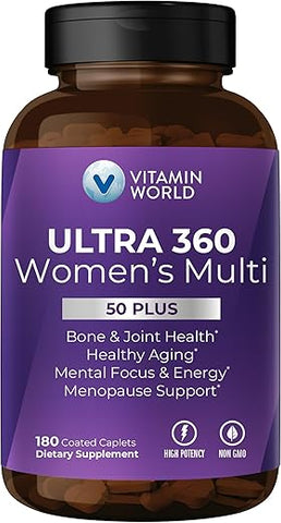 Ultra 360 Multivitamínico para Mulheres 50 Plus, Multivitamínico para Mulheres 50 com Minerais | Vitamin World Ultra 360 Mulheres 50 Plus, Multivitamínico com Minerais - Vitamin World