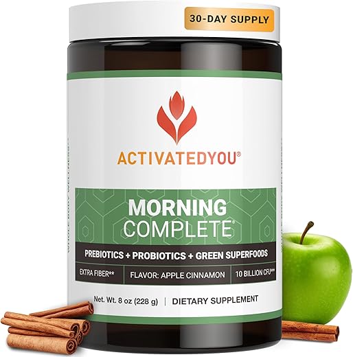 Morning Complete: Superfood em Pó para Saúde Intestinal com Prebióticos, Probióticos, Antioxidantes, Superfoods Verdes, 10 Bilhões de UFCs, 30 Porções - ACTIVATEDYOU