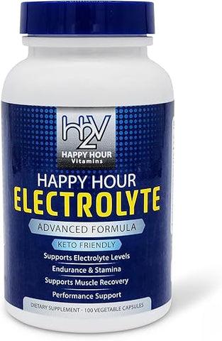 Happy Hour Vitamins - Pílula Eletrolítica – 100 Unidades – Hidratação, Cãibras Musculares, Desempenho, Keto