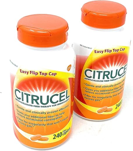 Citrucell - Citrucel Fiber Therapy – 240 Cápsulas de Fibra (2 Pacotes) – Marca Líder em Terapia de Fibra
