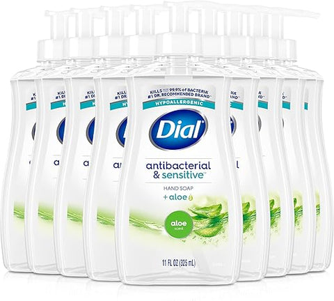 Sabonete Líquido Antibacteriano Dial, Aroma de Aloe Vera, 325 ml (Embalagem com 12 unidades)