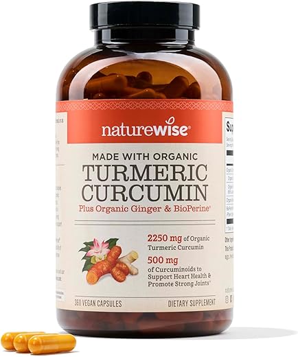 Curcumin Turmeric 2250mg – 95%% Curcuminoids 500mg – Turmeric com BioPerine Pimenta Preta – 60 Cápsulas - NatureWise