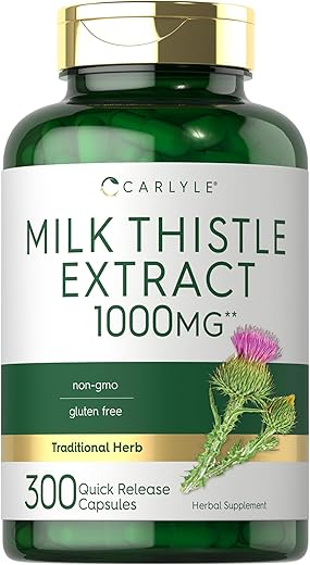Leite de Cardo 1000mg | 300 Cápsulas | Extrato Livre de Transgênicos e Glúten - Carlyle
