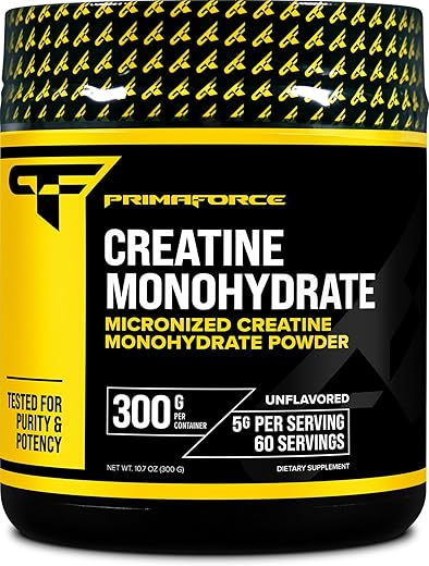 Creatine Monohydrate em Pó, 300g – Micronizada, Sem Glúten, Não-OGM - Primaforce