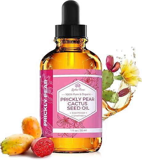 Óleo de Semente de Figueira-da-Índia Leven Rose 100% Puro Orgânico, Extra Virgem, Prensado a Frio, Natural para Rosto e Pele Seca