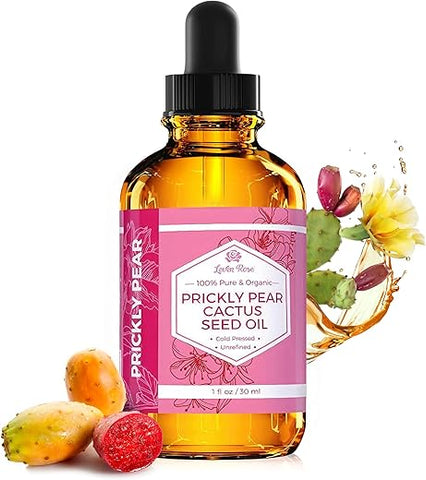 Óleo de Semente de Figueira-da-Índia Leven Rose 100% Puro Orgânico, Extra Virgem, Prensado a Frio, Natural para Rosto e Pele Seca