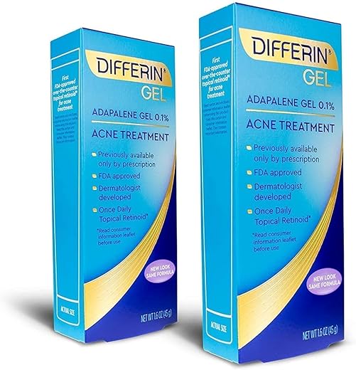 Gel Differin Adapaleno 0.1% Tratamento para Acne, 45g, 180 dias, 2 unidades