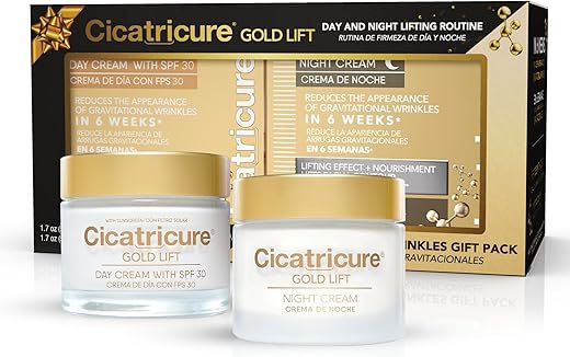 Gold Lift Creme Dia e Noite para Rugas Anti Gravitacionais – Kit Presente, 50g (2 unidades) - Cicatricure