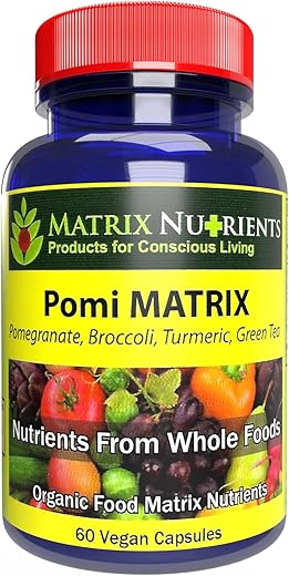 Matrix Nutrients - POMI Matrix – 10 Vezes Mais Forte Que a Concorrência! – Níveis de PSA Reduzidos para uma Próstata Saudável – 100% Orgânico – Ingredientes: Romã, Chá Verde, Cúrcuma, Brócolis – Vegano