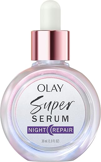 Super Serum para Reparo Noturno 30ml, Sérum Facial Leve de Renovação Celular 5 em 1, Tratamento Corretor de Rugas com Ácido Salicílico - Olay