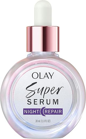 Super Serum para Reparo Noturno 30ml, Sérum Facial Leve de Renovação Celular 5 em 1, Tratamento Corretor de Rugas com Ácido Salicílico - Olay