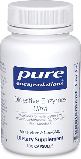 Digestive Enzymes Ultra – Suplemento Digestivo Vegetariano para Apoiar a Digestão de Proteínas, Carboidratos, Fibras e Laticínios* – 180 Cápsulas - Pure Encapsulations