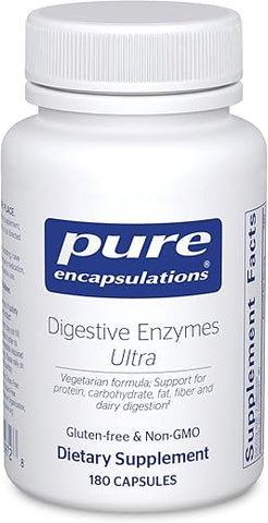 Digestive Enzymes Ultra – Suplemento Digestivo Vegetariano para Apoiar a Digestão de Proteínas, Carboidratos, Fibras e Laticínios* – 180 Cápsulas - Pure Encapsulations