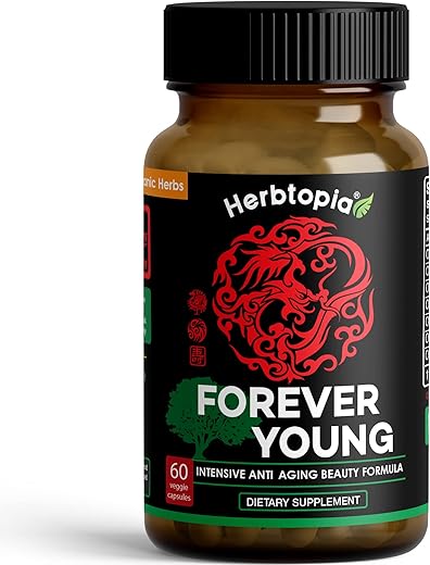 Herbtopia - Forever Young: Suplemento Longevidade para Imunidade, Cabelos Sem Grisalhos e Alongamento de Telômeros