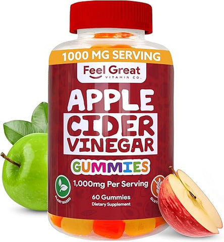 The Feel Great Vitamin Company - Feel Great Vitamin Co. Gomas de Vinagre de Maçã | Com a Mãe | Suporte Digestivo Antioxidante Natural para uma Absorção Nutricional Saudável