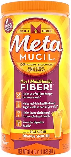 Pó de Fibra 4 em 1 MultiHealth, Sabor Laranja Suave, 861g - Metamucil