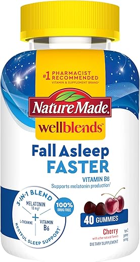 Wellblends – Gummies para Dormir Melhor com Melatonina 10mg, Vitamina B6 e L-teanina 100mg, 40 Gummies - Nature Made