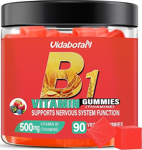 vidabotan - Gomas de Vitamina B1 sem açúcar 500mg – Suplemento de Tiamina B1 para Adultos