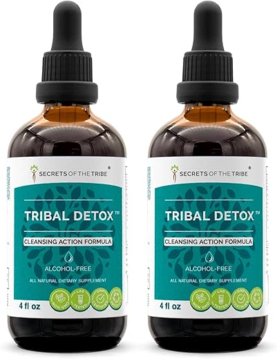 Secrets of the Tribe - Segredos da Tribo – Fórmula de Ação Detox Tribal, Mistura de Suplemento Herbal em Gotas Líquidas sem Álcool (2×120 ml)