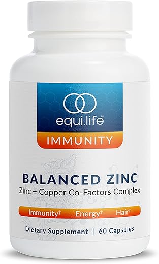 Equilife - EquiLife – Suplemento Equilibrado de Zinco, Suporte Imunológico, Rico em Antioxidantes, Suplemento de Zinco Cobre, Fonte de Vitamina C