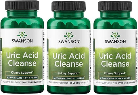 Uric Acid Cleanse – Suplemento Natural para Apoio Renal – Combinação Poderosa de 7 Ervas – (60 Cápsulas Vegetarianas) 3 Pacotes - Swanson