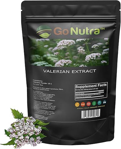 Extrato de Raiz de Valeriana em Pó 10:1 Extra Forte 227 g. Extrato de Valeriana Suplemento Herbal - Go Nutra