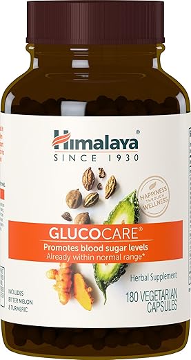 GlucoCare: Suporte Metabólico e Pancreático, Triphala, Melão Amargo, Cúrcuma, Sem Glúten, Vegano, 180 Cápsulas, Fornecimento de 90 Dias - Himalaya