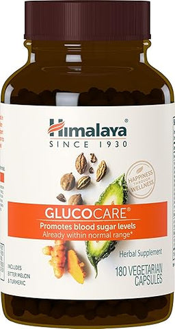 GlucoCare: Suporte Metabólico e Pancreático, Triphala, Melão Amargo, Cúrcuma, Sem Glúten, Vegano, 180 Cápsulas, Fornecimento de 90 Dias - Himalaya