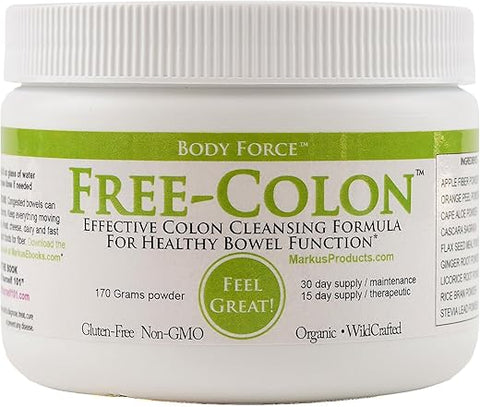 Body Force - Fórmula em Pó para o Cólon Markus – Limpeza Completa do Cólon – Rica em Fibras para Absorção de Toxinas – Aloe, Gengibre, Flavonoides Cítricos – 100g