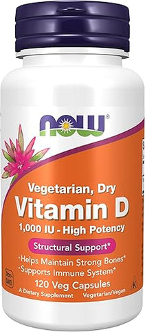 Vitamina D-2 1000 UI Alta Potência – 120 Vegcaps, Pacote com 3 – Compre Agora! - NOW Foods