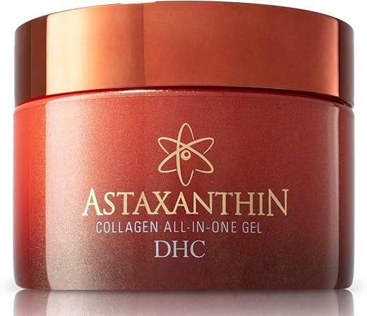 Gel Facial DHC Astaxantina Colágeno Tudo-em-Um, Iluminador Hidratante Diurno, Leve, Tonificante, Hidratante, Absorção Rápida, Sem Fragrância e Corante, Ideal