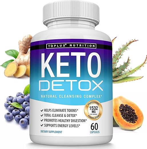Keto Detox Pills – Fórmula Avançada de Limpeza com Extrato de Açaí Natural de 1532 Mg, Desintoxicação do Cólon, Eliminação de Toxinas - Toplux