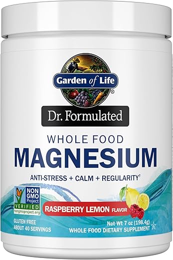 Magnésio em Pó de Alimentos Integrais, Framboesa Limão – Vegano, Sem Glúten | 100% Natural e Nutritivo - Garden of Life