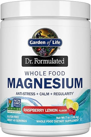 Magnésio em Pó de Alimentos Integrais, Framboesa Limão – Vegano, Sem Glúten | 100% Natural e Nutritivo - Garden of Life