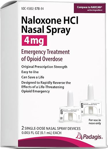 Padagis - Naloxone HCl Spray Nasal 4mg – Tratamento de Emergência para Overdose de Opioides, 2 Unidades de Spray Nasal