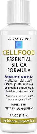 Essential Silica Fórmula Anti-Envelhecimento, 118 ml – Suporta ossos saudáveis, articulações, cabelos, pele, unhas e dentes - Cellfood