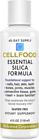 Essential Silica Fórmula Anti-Envelhecimento, 118 ml – Suporta ossos saudáveis, articulações, cabelos, pele, unhas e dentes - Cellfood